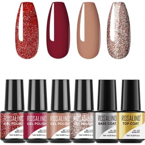 6pcs 7ml UV LED Soak 0ff Gel Polish Quick Building Nails Tips Nail Builder Extension Decoration G99E