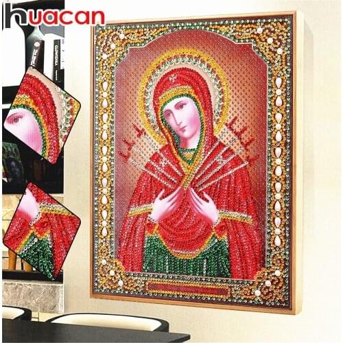 Huacan Special Shaped Diamond Painting Cross Stitch Religious Mosaic Diamond Embroidery Bead DIY People 5D Home Decor 22x28CM