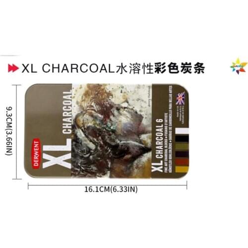 6pc/set england big size XL watercolor charcoal stick Art Supplies paniting for derwent landscape graphite Colour pencil