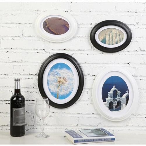 7 Inch /10 Inch Classic Wooden Oval Shape Photo Frame Wall Hanging Decoration Picture Frame With Seamless Nail And S Nail