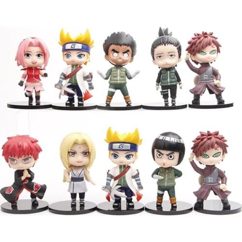 5Pcs/Set Anime Naruto Figure Uchiha Sasuke Gaara Hatake Kakashi Haruno Sakura PVC Statue Collectible Toys Doll for Kids