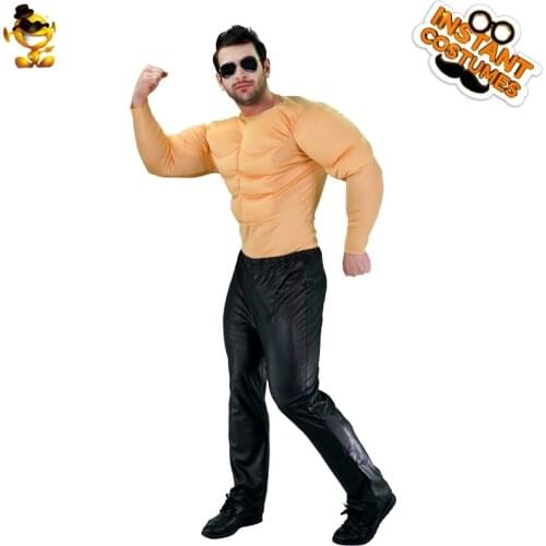 Halloween Costume Men Muscle Suit Carnival Adult with Cosplay Party Tunic for Christmas Dress Up Cool Strong Chest Shirt Costume