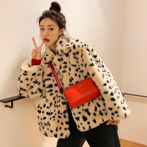 Korean Loose Lamb Fleece Leopard Print Short Reversible Plush Thick Faux Fur Jacket Women Jacket Leopard Coat Outwears