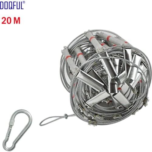 66FT Fire Escape Ladder 20M Folding Steel Wire Rope Ladders Aluminum Alloy Emergency Survival Rescue Safety Antiskid Tools