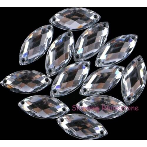 Horse Eye / Leaf Sew On Acrylic Rhinestone Beads Strass 2 Holes Sew-On DIY Garment Stones Accessories
