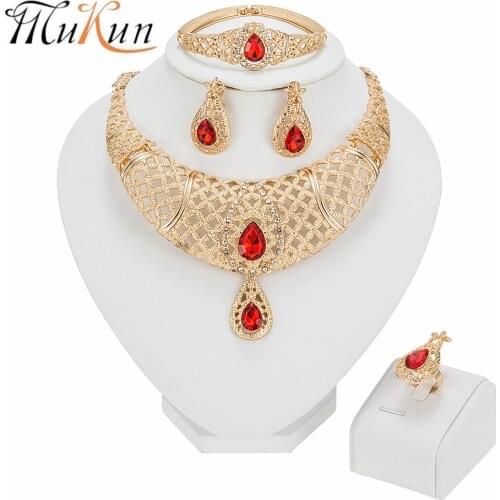 MUKUN Bridal Dubai Jewelry Sets Nigerian Wedding Fashion Gold Necklace for Women African Woman Costume Jewelry Set Wholesale