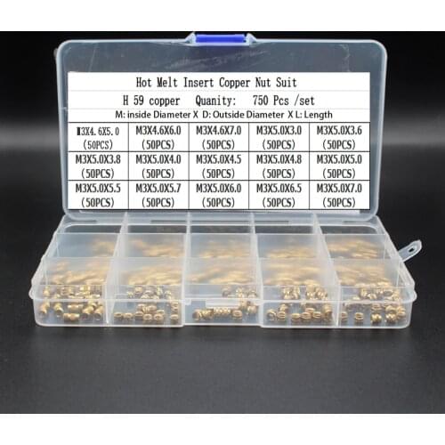 M3 Brass Hot-melt Inlaid Nut Set SL Double Twill Knurled Injection Molded Brass Nut Set Heat-formed Copper Thread Inlaid Nut Set