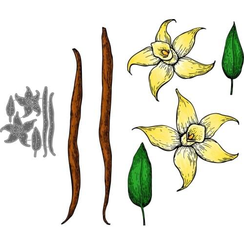 Vanilla Flower And Bean Stick Set Metal Craft Dies Cutting For Diy Scrapbooking Paper Handmade Mold 2021 Embossing New