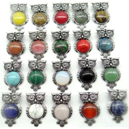 Natural stone lapis Quartz crystal tiger eye Turquoises aventurine Opal owl pendant Jewelry making necklace Accessories
