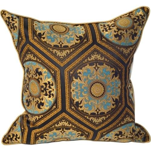 DUNXDECO Cushion Cover Decorative Pillow Case Vintage Italian Style Luxury Golden Jacquard Room Sofa Chair Bedding Coussin