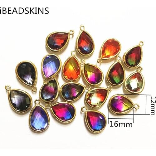 New arrival! 16x12mm 50pcs/lot Copper Material with Crystal drop-shape charm for earring Parts Jewelry handmade DIY