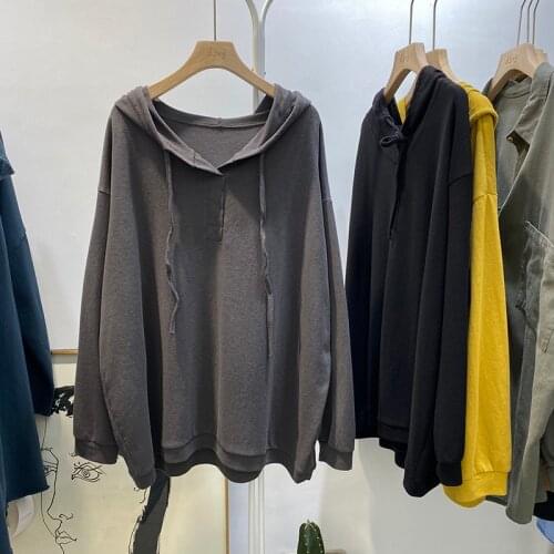 Autumn 2020 Korean Solid Color Pullover Top Womens Hoodie Lazy Foreign Style Thin Coat Loose Thin Hoodie