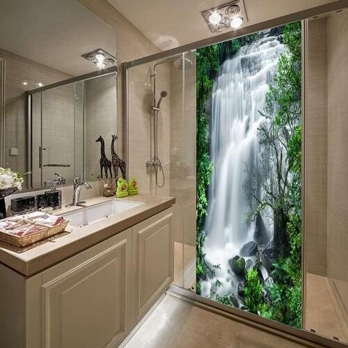 Personalized decorative colorful waterfall door stickers bedroom wooden door house decoration 3d stereo wall sticker