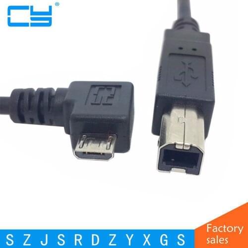 Right Angled 90 Degree Micro USB to Standard USB B Type Printer Scanner Hard Disk Cable 30cm/1ft