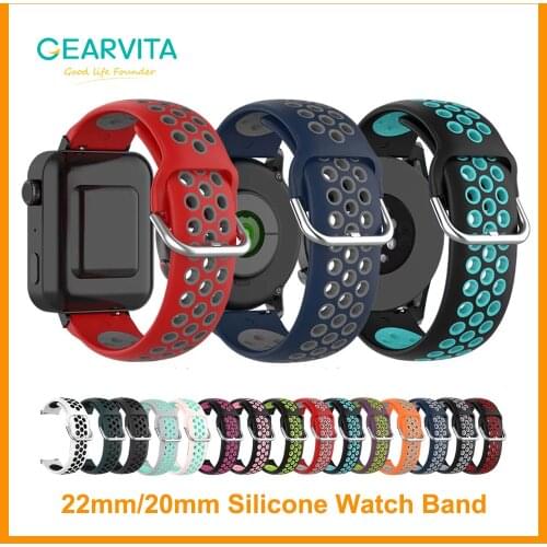 22mm 20mm Silicone Watch Band For Samsung Galaxy Watch 46mm 42mm For Garmin Quatix 5 For Huawei Watch GT Porous Straps Summer