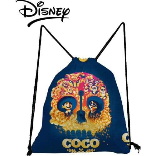 Disney Coco Skull Printed Drawstring Bags Halloween Gift Blue Child Bookbag Eco Reusable Storage Bag Shoe Bag School Backpack