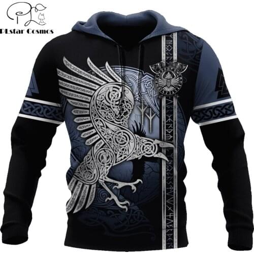 Viking Raven of odin Tattoo 3D Printed Autumn Men Hoodies Unisex Casual Pullover Zip Hoodie Streetwear sudadera hombre DW0521