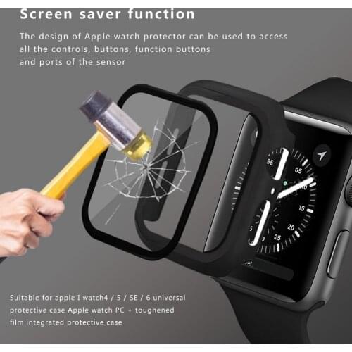 2 in 1 Smart Watch Case Bumper Frame Cover Screen Protective Glass for Apple Watch Series 6 5 4 SE 40mm Smartwatach Accessories