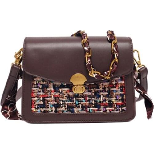 Girls Hot Women 2019 Handbags Shopping Vintage Chain Messenger Fashion Wild Female Bag Woolen Silk scarf Shoulder Bags