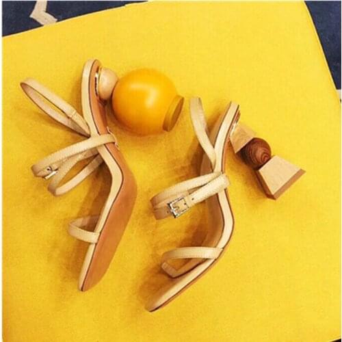 Strange Geometric High Heels Women Gladiator Sandals Selena Gomez Nude Black Buckle Strap Pumps Dress Wedding Shoes