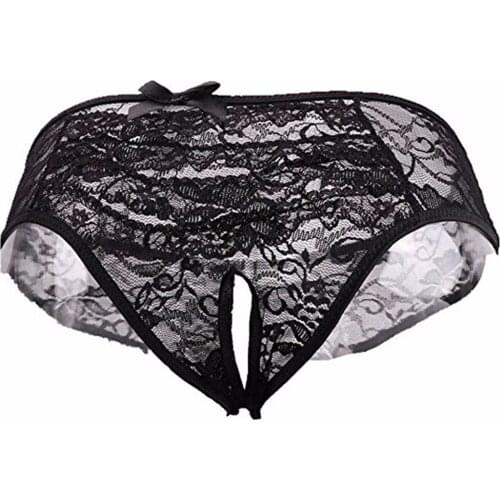 Women Sexy Panties Open Crotch Flower Lace Female Erotic Spandex Crotchless BriefsThongs G-string Lingerie Sex Underwear Ladies