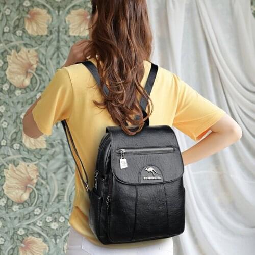 Ladies Shoulder Bags Backpack High Quality Leather School Bag for Women Travel Backpacks 2021 New Vintage Women Backpack Leisur