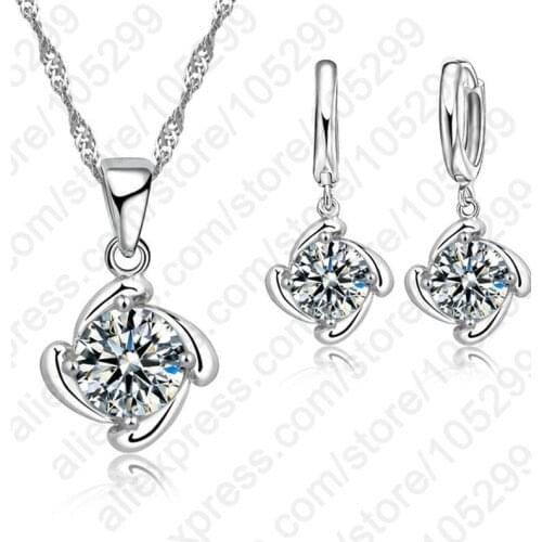 New Arrival Small Universe With White Cubic Zirconia Necklace Earrings Sets 925 Sterling Silver Women Gift for Party