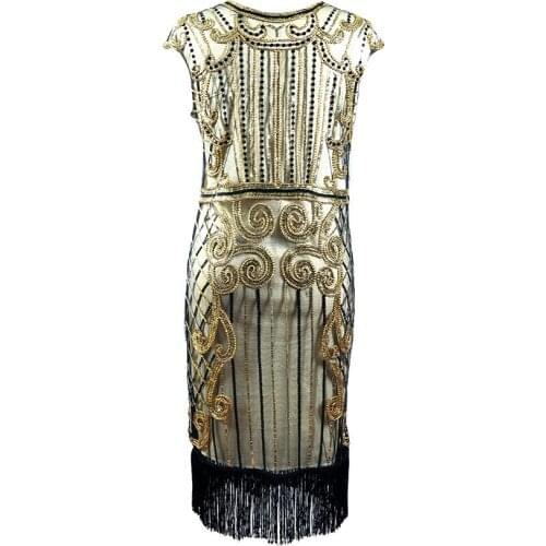 Elegant Sequins Embellished 1920 Flapper Gatsby Dress Vestidos Sexy Night Club Evening Party Dress Woman Fringe Dresses