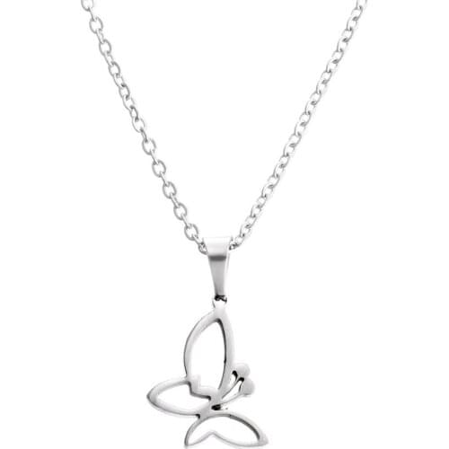 1Pc New Little Butterfly Pendant O Chain Chokers Necklaces Stainless Steel Charms Insect Necklace Women Girls Fahion Jewelry