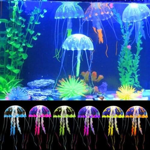2018 Glowing Effect Fish Tank Decor Aquarium Artificial Silicone Vivid Jellyfish