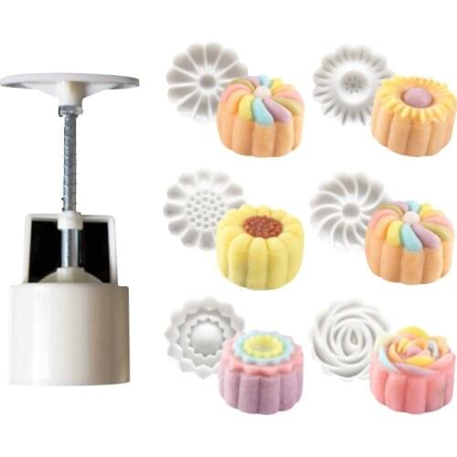 100g 50g Round Pastry Mooncake Mold Cookies Mooncake Mould with Flower Stamps Pastry Baking Molds Mid-Autumn форма для выпечки