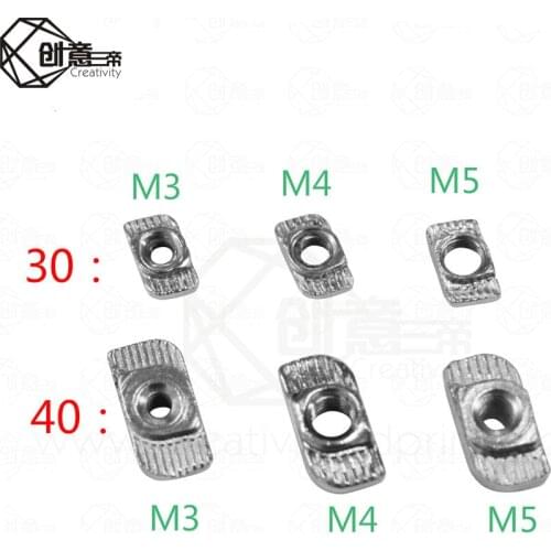 100pcs/lot 3D Printer Parts M3/M4/M5 Carbon Steel T type Nuts Fastener Aluminum Connector For 2020 /3030 Industrial Profile