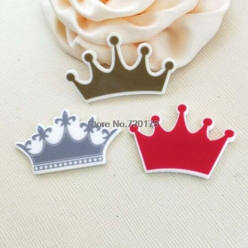 30pcs/50pcs Mixed cartoon Crown plastic flat back planar resin DIY Craft accessories 1.2inch JOR60