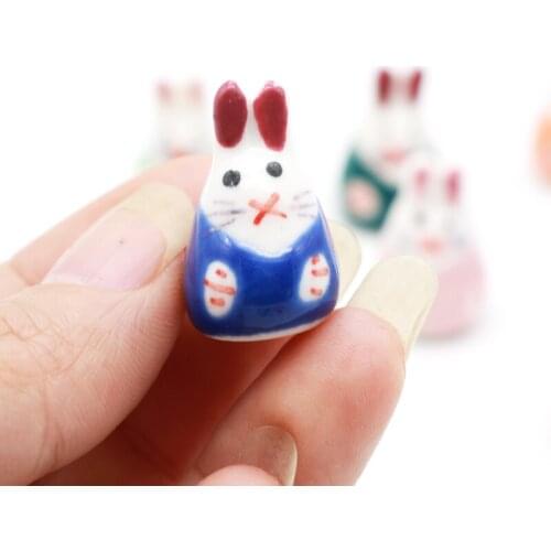 5pcs Cute Rabbit Shape Ceramic Beads 15x22mm Colorful Jewelry Making Beads for Handmade Bracelet Necklace Pendant Accessories