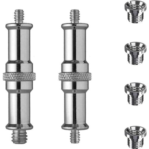 6pcs Spigot Stud Adapter Male Convertor Threaded Screw Standard 1/4 to 3/8 inch Metal for Hot Shoe/Cold Shoe/Studio Light Stand