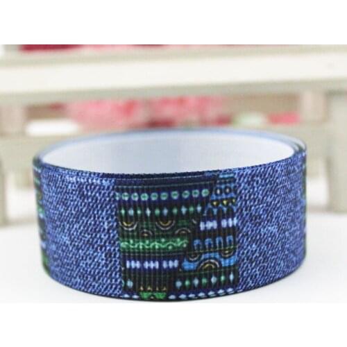 9mm-75mm Creative denim pattern print grosgrain ribbon 10/25/50yards DIY gift wrap sewing wedding decor ribbon