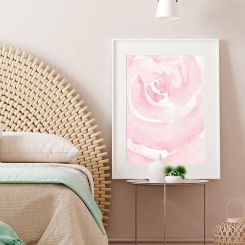 Abstract Watercolor Blush Pink Rose Painting Canvas Prints Nursery Decor Flower Picture Nordic Poster Bedroom Wall Art Decor