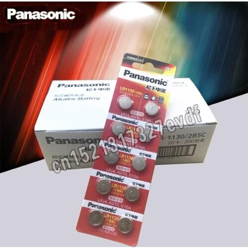 200pcs Panasonic Battery Cell 1.5V AG10 LR1130 Alkaline Button Battery AG10 389 LR54 SR54 SR1130W 189 LR1130 Button Batteries