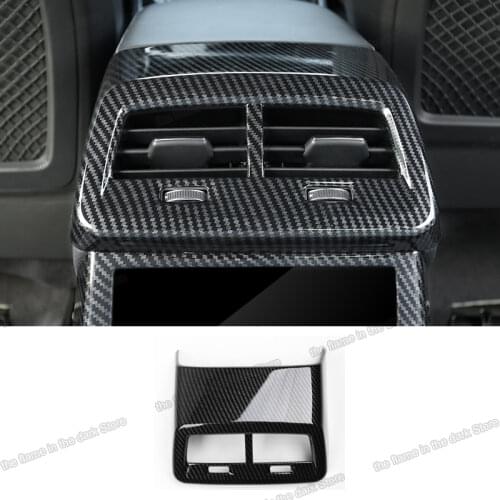 Lsrtw2017 Carbon Fiber Car Rear Armrest Vent Outlet Frame Cigarette Lighter Trim for Audi A6 C8 2019 2020 2021 Accessories Auto