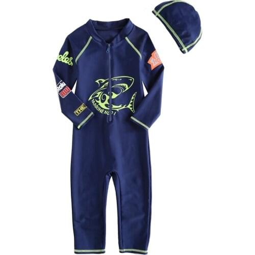 Boys Toddler Long Sleeve Thermal Full Rash Guard One Piece Lycra UV Sun Protective Zipper Swim Surf Dive Snorkel Bathing Suit