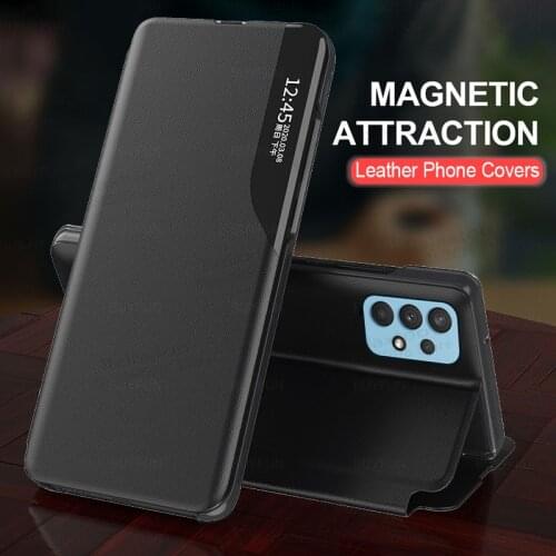 Phone Case For Samsung A32 Case Leather Smart View Window Flip Cover For Samsung Galaxy A32 A 32 4/5G 6.5'' 6.4'' Magnetic Coque