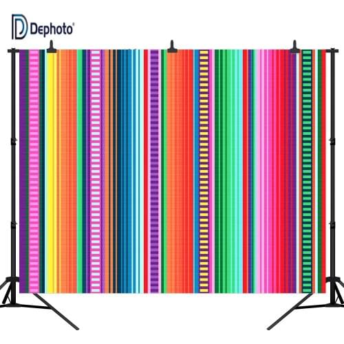 DePhoto Fiesta Mexico Stripes Cinco de Mayo Pictorial Cloth Backdrop for Party Decoration Studio Photography Background CM02