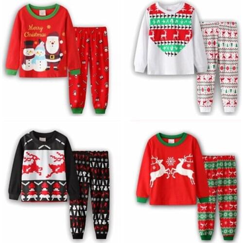 Kids Cotton Sleepwear Pjs Boys Cartoon Long Sleeved Top+Pant 2pcs Pajamas Sets Spring Autumn Girls Pyjamas Clothing Suit 2-7Y