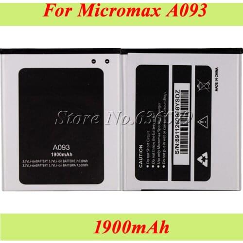 For Micromax A093 Battery 1900mAh High Quality Mobile Phone Accumulator