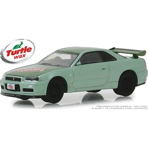 GreenLight 1:64 2000 Nissan Skyline GT-R (R34) - Two-Tone Green Alloy model car Metal toys for childen kids diecast gift