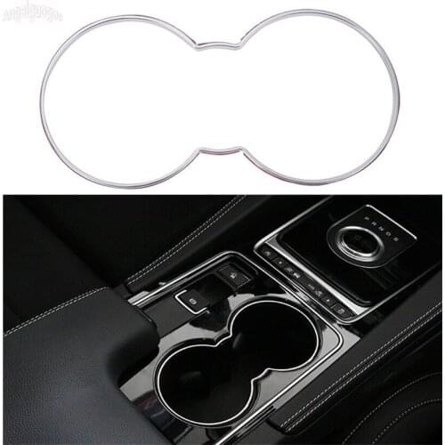 ABS chrome Car Water Cup Holder Trim Sticker Frame Cover Teacup Box Car-styling For Jaguar XF XE L F-PACE Decoration