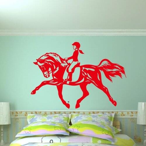 Riding A Horse Jumping Sport Girl Interesting Vinyl Decal Black/Sliver Car Sticker