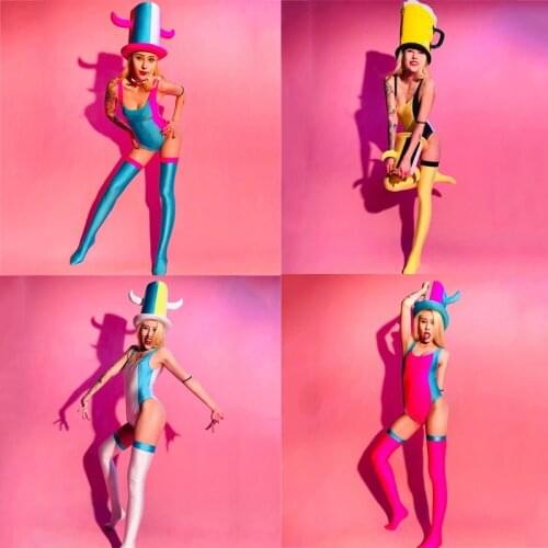 Colorful Carnival Costume Cheerleading Clothes Rave Outfit Nightclub Bar Ds Female Stage Gogo Costume Festival Clothing XS2454