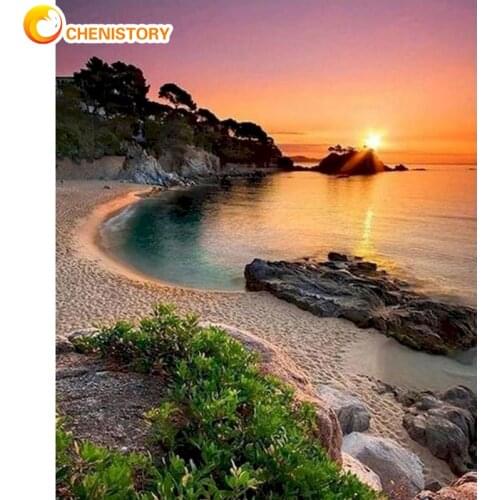 CHENISTORY Painting By Number On Canvas With Frame Diy Kit For Adults Landscape Drawing Oil Picture Of Coloring By Numbers Art