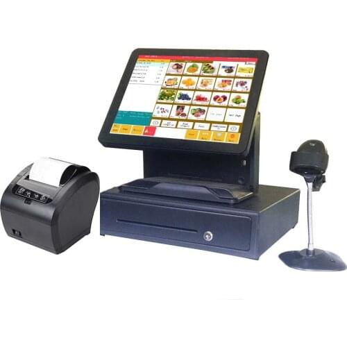 Commercial POS Point of Sales black 15''touch screen 4G/256G wholeset POS System for restaurants a set POS ALL IN ONE